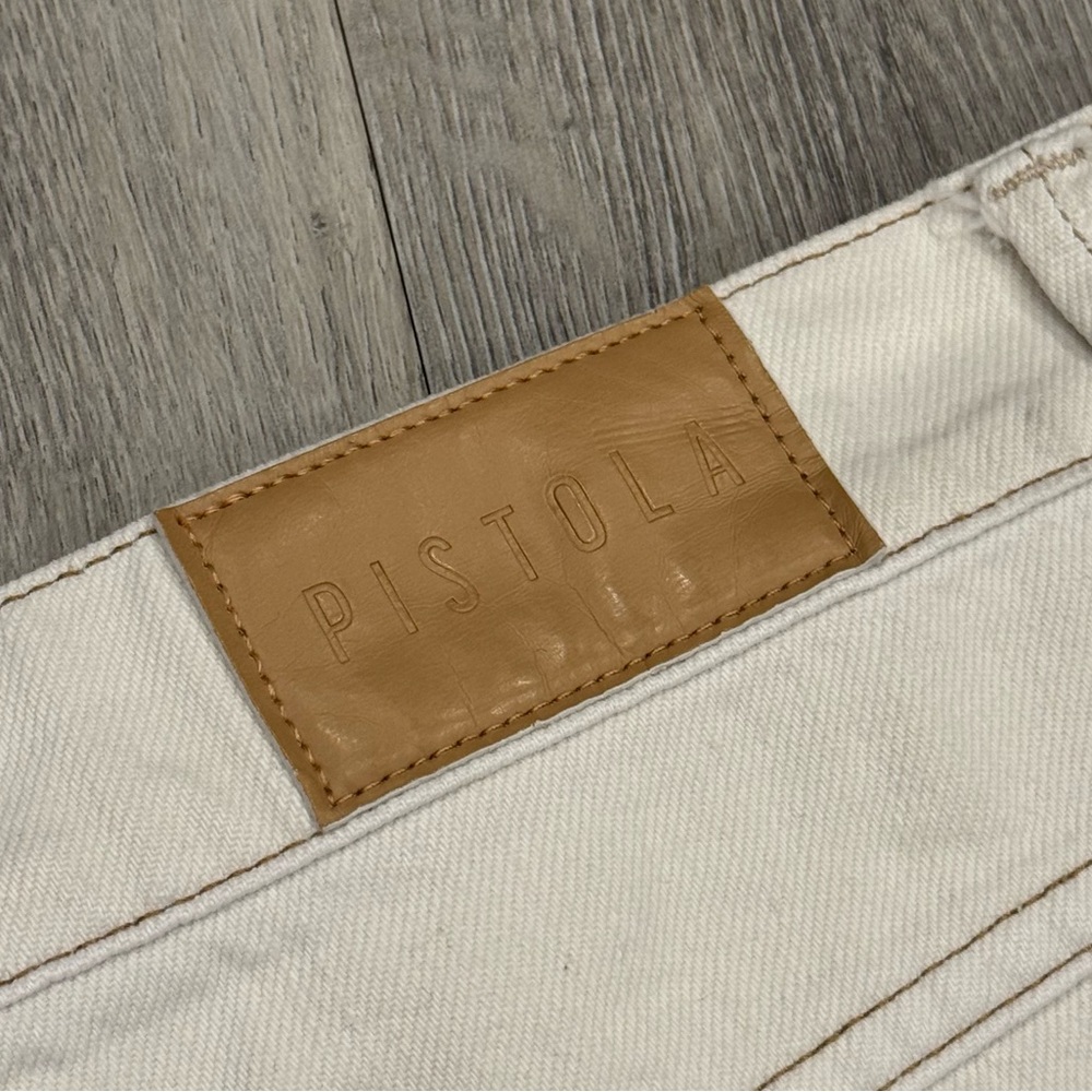 Pistola Women's NOVA White Denim Pleated High Rise Relaxed Fit Bermuda Shorts - Picture 8 of 8